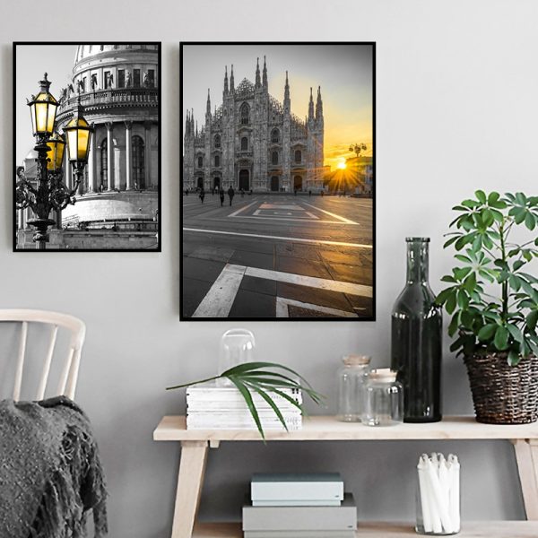 Paris Photography Prints Gray and Gold Posters Eiffel Tower Gallery Wall Art Pictures for Living Room Home Decor (No Frame)