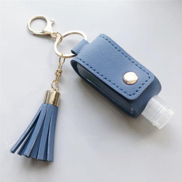 30ML Hand Sanitizer Leather Keychain Holder Travel Bottle Refillable Container Flip Reusable Bottle With Tassel Keychain Carrier