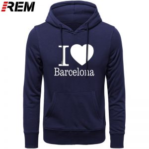 REM I Love Barcelona Creative Sweatshirts Men Mens Hooded Fleece Pullover Hoodies, Sweatshirts