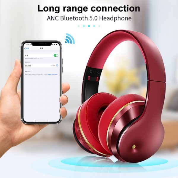ANC Bluetooth Headphones Active Noise Cancelling Wireless Headset Foldable Hifi Deep Bass Earphones with Microphone for Music