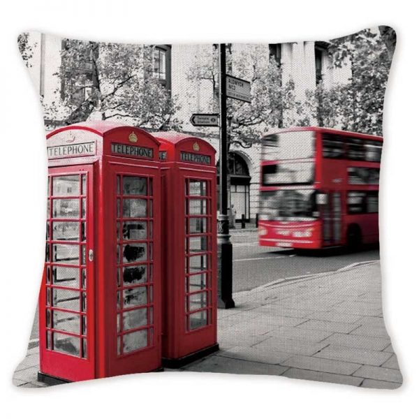 London Fashion Pillow Case Tower Sofa Decorative Cushions Big Ben Bus Custom Pillow Cover England style Living Room Throw Pillow