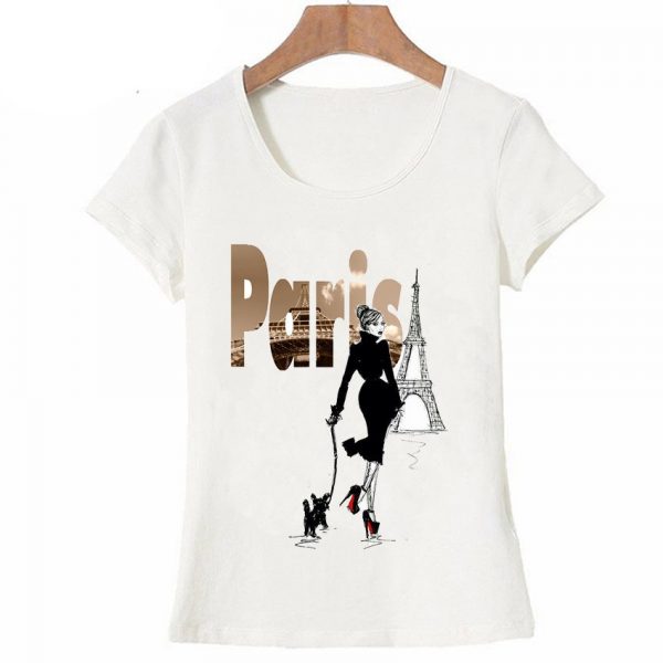 I Love Paris T Shirt Summer Fashion Women T-Shirt Vintage Paris Golden Letter Design Shirts Casual Female Tops Girl Cute Tees
