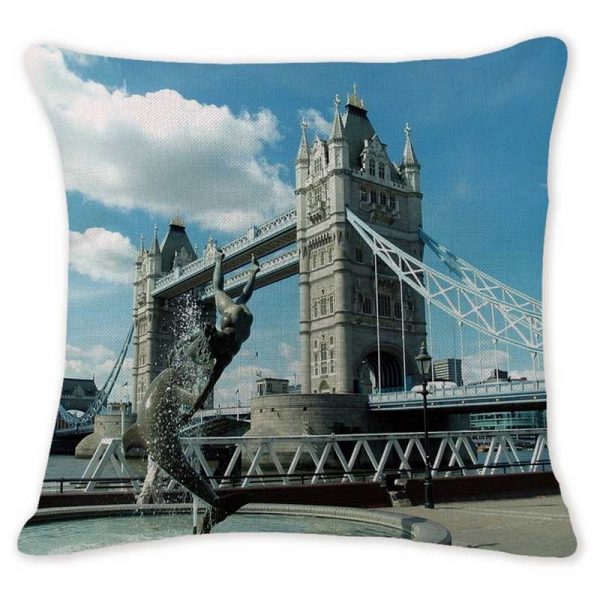 London Fashion Pillow Case Tower Sofa Decorative Cushions Big Ben Bus Custom Pillow Cover England style Living Room Throw Pillow