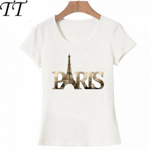 I Love Paris T Shirt Summer Fashion Women T-Shirt Vintage Paris Golden Letter Design Shirts Casual Female Tops Girl Cute Tees