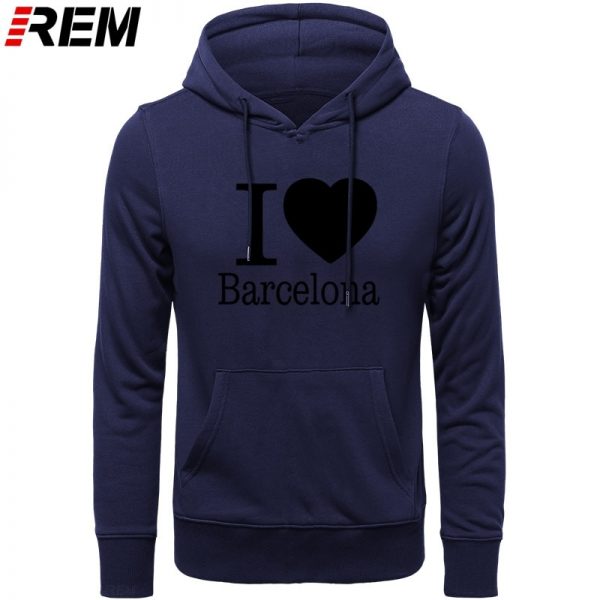 REM I Love Barcelona Creative Sweatshirts Men Mens Hooded Fleece Pullover Hoodies, Sweatshirts